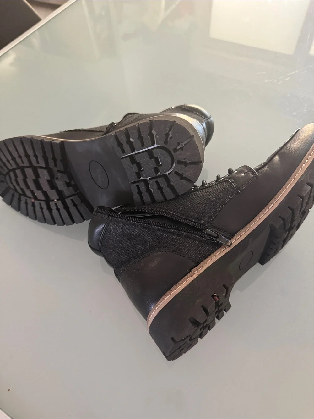 Steve Madden Black Leather and Fabric Chukka Boots